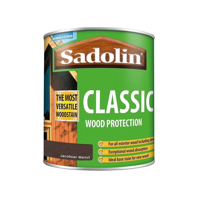 Sadolin Classic Wood Protection Jacobean Walnut 1 litre Sadolin - RockBottom Nothampton
