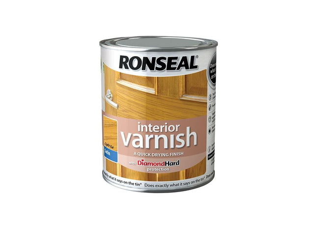 Ronseal Interior Varnish Quick Dry Satin Light Oak 750ml Ronseal - RockBottom Nothampton