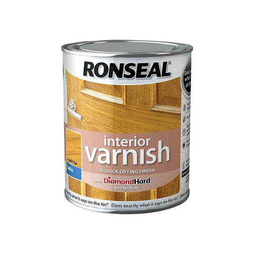 Ronseal Interior Varnish Quick Dry Satin Light Oak 750ml Ronseal - RockBottom Nothampton
