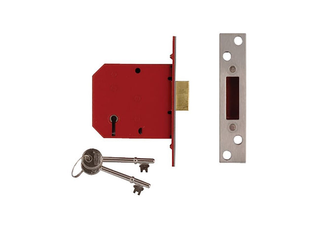 Union 2101 5 Lever Mortice Deadlock Satin Brass Finish 65mm 2.5in Visi UNION - RockBottom Northampton