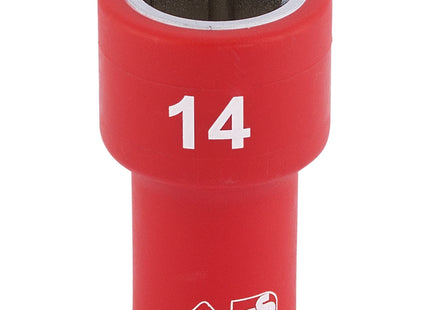 Draper Fully Insulated VDE Socket, 1/4" Sq. Dr., 14mm 31492 Draper - Town Tools 