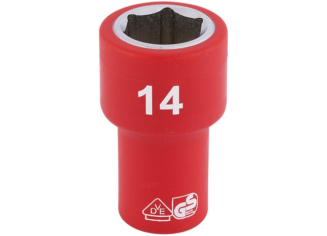Draper Fully Insulated VDE Socket, 1/4" Sq. Dr., 14mm 31492 Draper - Town Tools 