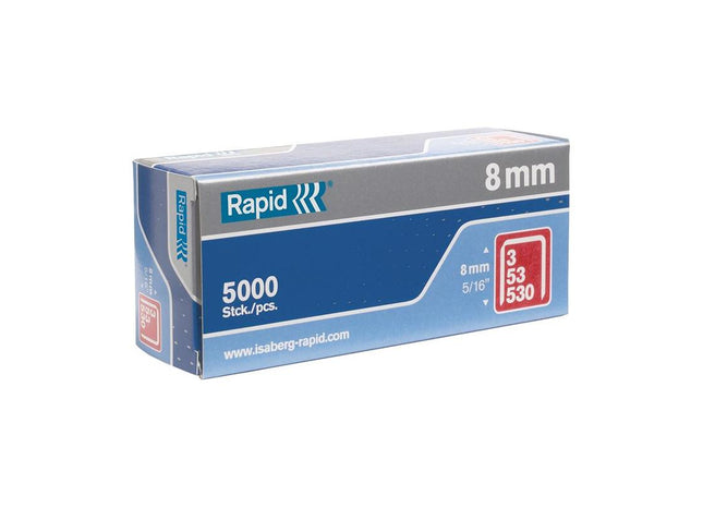 Rapid 53/8B 8mm Galvanised Staples (Box 5000) Rapid - RockBottom Nothampton
