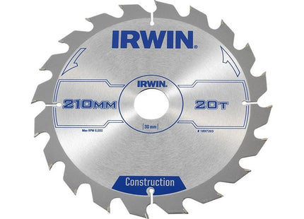 Irwin® Construction Circular Saw Blade 210 x 30mm x 20T ATB IRWIN® - RockBottom Northampton
