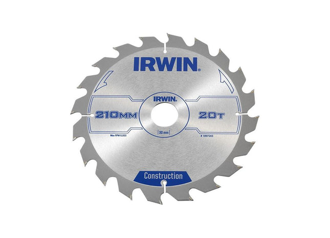 Irwin® Construction Circular Saw Blade 210 x 30mm x 20T ATB IRWIN® - RockBottom Northampton