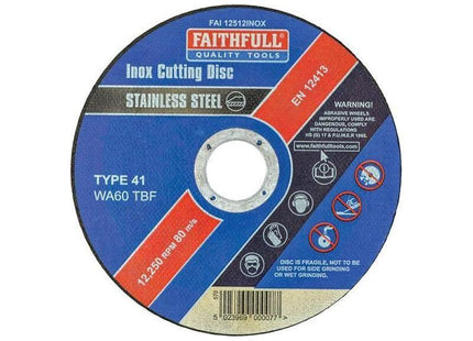 Faithfull Inox Cutting Disc 115 x 1.2 x 22.23mm Faithfull - RockBottom Northampton