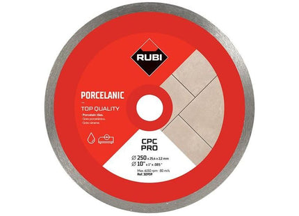 Rubi Tiling Tools CPC250 PRO Continuous Rim Diamond Blade 250mm RUBI TILING TOOLS - RockBottom Nothampton