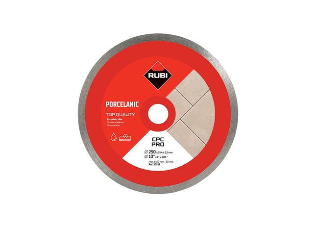 Rubi Tiling Tools CPC250 PRO Continuous Rim Diamond Blade 250mm RUBI TILING TOOLS - RockBottom Nothampton