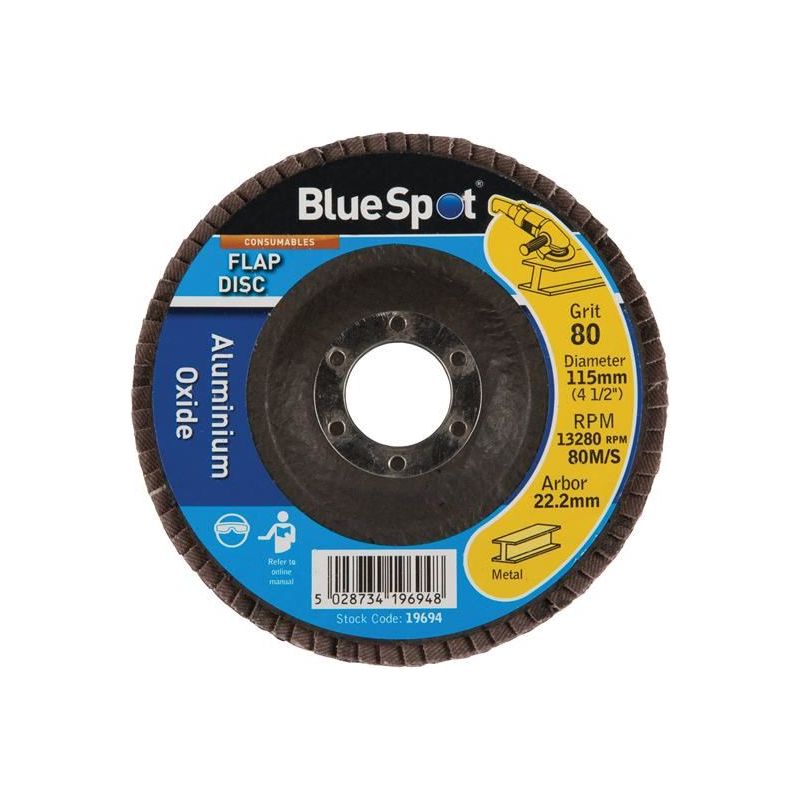 Bluespot Tools Sanding Flap Disc 115mm 80 Grit BlueSpot Tools - RockBottom Northampton