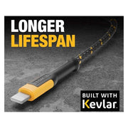 Dewalt Telecoms USB A to Lightning® Reinforced Charging Cable 3m (10ft) DEWALT Telecoms - RockBottom Northampton