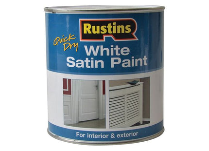 Rustins Quick Dry White Satin Paint 1 Litre Rustins - RockBottom Nothampton