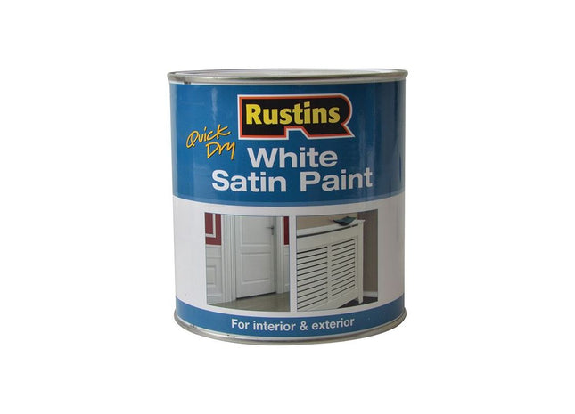 Rustins Quick Dry White Satin Paint 1 Litre Rustins - RockBottom Nothampton