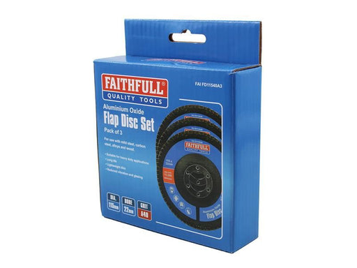 Faithfull Aluminium Oxide Flap Disc 115 x 22mm 40 Grit (3 Pack) Faithfull - RockBottom Northampton