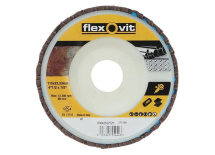 Flexovit Flap Disc For Angle Grinders 115mm 40G Flexovit - RockBottom Northampton