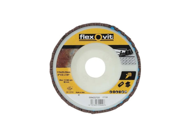 Flexovit Flap Disc For Angle Grinders 115mm 40G Flexovit - RockBottom Northampton