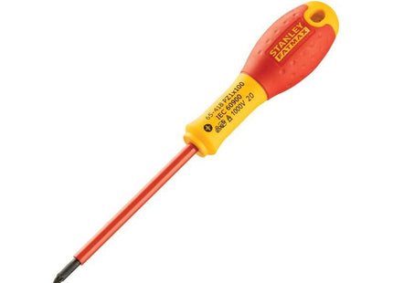 Stanley® Hand Tools FatMax® VDE Insulated Screwdriver Pozidriv Tip PZ1 x 100mm STANLEY® Hand Tools - RockBottom Nothampton