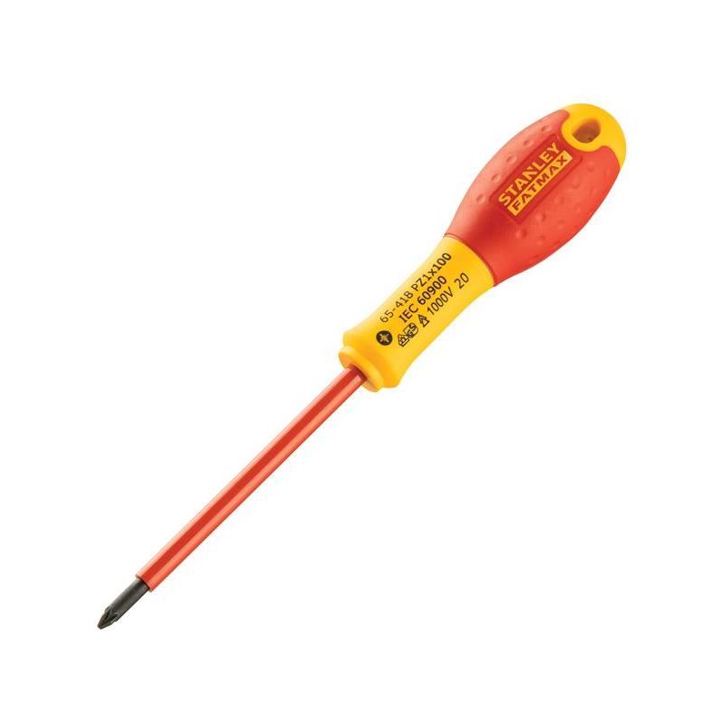 Stanley® Hand Tools FatMax® VDE Insulated Screwdriver Pozidriv Tip PZ1 x 100mm STANLEY® Hand Tools - RockBottom Nothampton