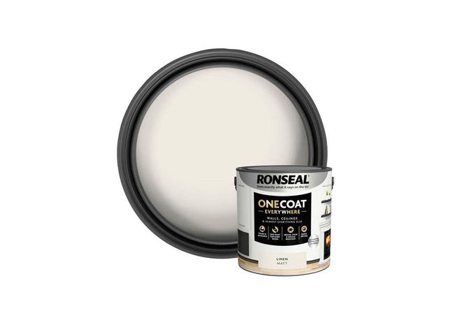 Ronseal One Coat Everywhere Interior Paint Linen Matt 2.5 litre Ronseal - RockBottom Nothampton
