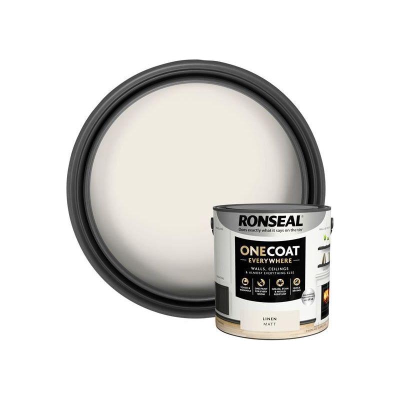 Ronseal One Coat Everywhere Interior Paint Linen Matt 2.5 litre Ronseal - RockBottom Nothampton