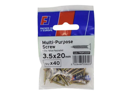 ForgeFix Multi-Purpose Pozi Screw CSK ST ZYP 3.5 x 20mm ForgePack 40 ForgeFix - RockBottom Northampton