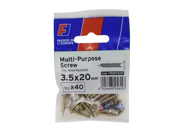 ForgeFix Multi-Purpose Pozi Screw CSK ST ZYP 3.5 x 20mm ForgePack 40 ForgeFix - RockBottom Northampton