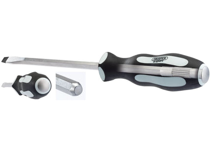 Draper 'Pound Thru' Plain Slot Soft Grip Screwdriver, 10 x 250mm 35186 Draper - Town Tools 