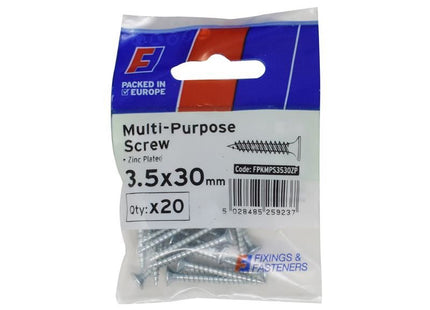 ForgeFix Multi-Purpose Pozi Screw CSK ST ZP 3.5 x 30mm ForgePack 20 ForgeFix - RockBottom Northampton