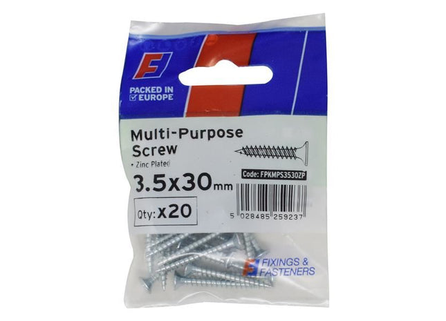 ForgeFix Multi-Purpose Pozi Screw CSK ST ZP 3.5 x 30mm ForgePack 20 ForgeFix - RockBottom Northampton