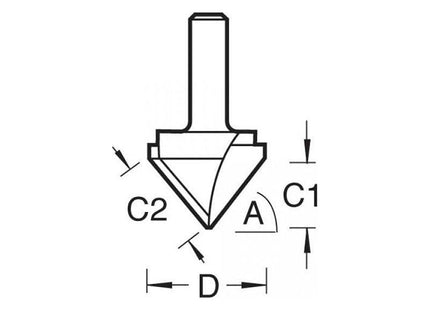 Trend 11/3 x 1/2 TCT V-Groove Cutter 45° 9.2 x 19.1mm Trend - RockBottom Northampton