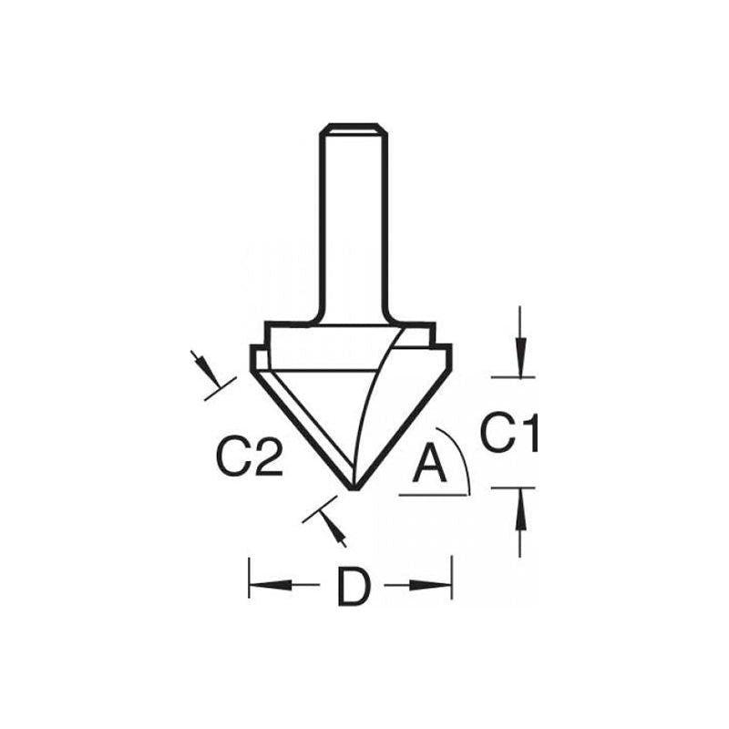 Trend 11/3 x 1/2 TCT V-Groove Cutter 45° 9.2 x 19.1mm Trend - RockBottom Northampton