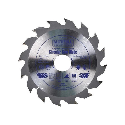 Faithfull TCT Circular Saw Blade 160 x 30mm x 16T POS Faithfull - RockBottom Northampton