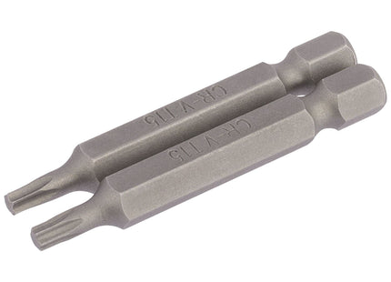Draper TX-STAR Insert Bit, 1/4" Hex, 50mm Long, T15 (Pack of 2) Draper - Town Tools 