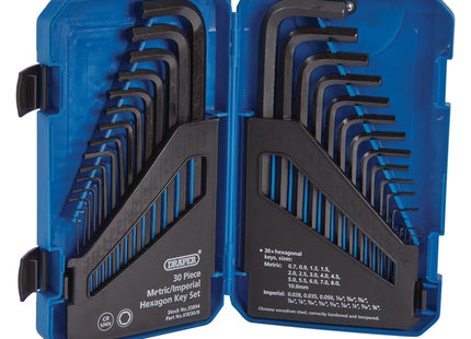 Draper Metric/Imperial Combined Long Pattern Hexagon Key Set (30 Piece) 33894 Draper - Town Tools 