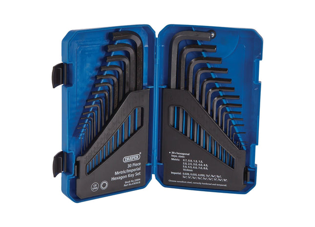 Draper Metric/Imperial Combined Long Pattern Hexagon Key Set (30 Piece) 33894 Draper - Town Tools 