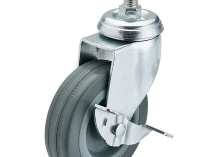 Draper Swivel Bolt Fixing Rubber Castor with Brake, 100mm Diameter, S.W.L. 80kg Draper - Town Tools