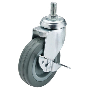 Draper Swivel Bolt Fixing Rubber Castor with Brake, 100mm Diameter, S.W.L. 80kg Draper - Town Tools