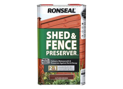 Ronseal Shed & Fence Preserver Autumn Brown 5 litre Ronseal - RockBottom Nothampton