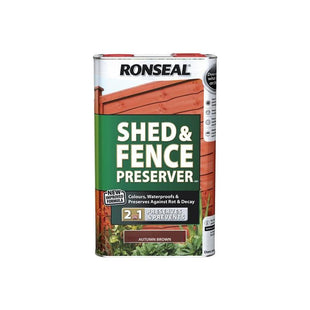 Ronseal Shed & Fence Preserver Autumn Brown 5 litre Ronseal - RockBottom Nothampton