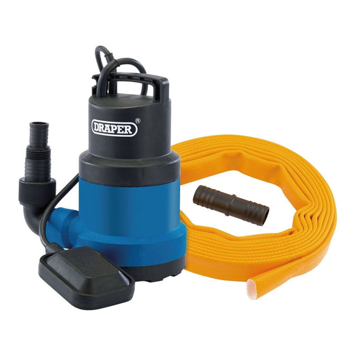Submersible Clean Water Pump with Float Switch and Layflat Hose, 191L/min, 550W Draper - Town Tools