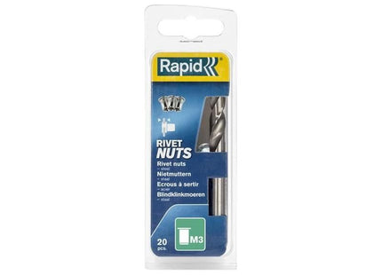 Rapid Steel Rivet Nuts M3 (Pack 20 + Free Drill Bit) Rapid - RockBottom Nothampton