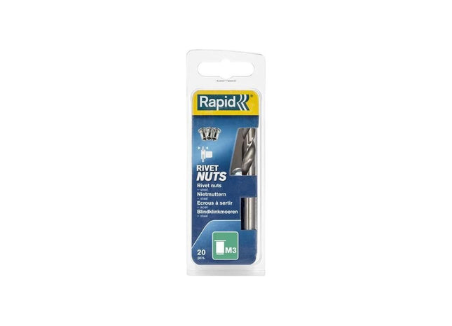 Rapid Steel Rivet Nuts M3 (Pack 20 + Free Drill Bit) Rapid - RockBottom Nothampton