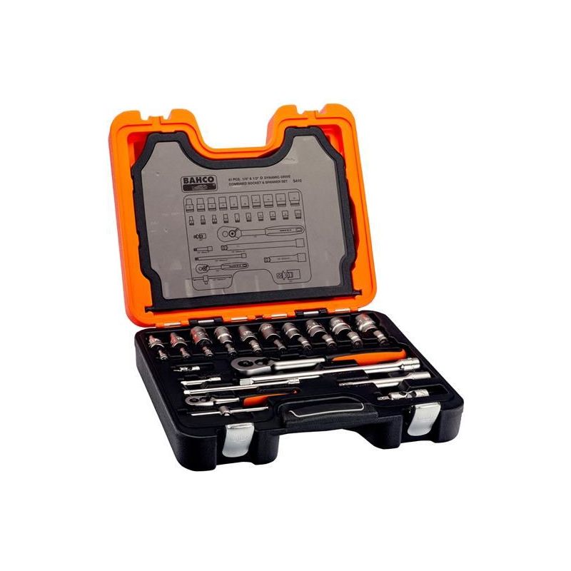 Bahco S410 1/4in & 1/2in Drive Socket & Spanner Set, 41 Piece Bahco - RockBottom Northampton