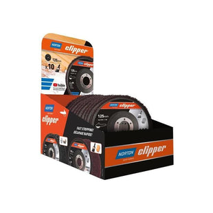 Norton Clipper 115mm Rapid Strip Wood Counter Display of 10 Norton Clipper - RockBottom Nothampton