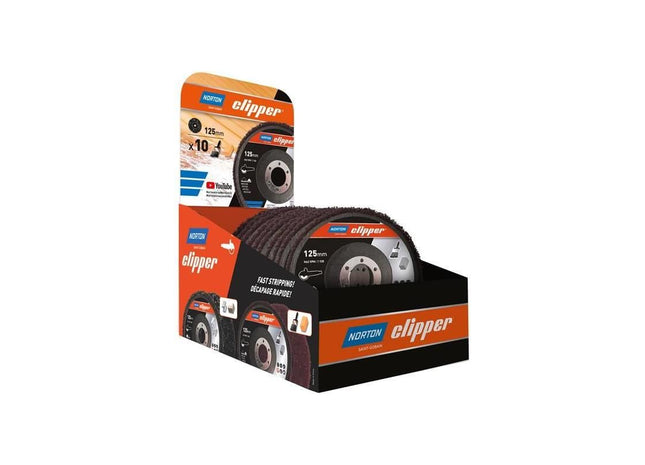 Norton Clipper 115mm Rapid Strip Wood Counter Display of 10 Norton Clipper - RockBottom Nothampton