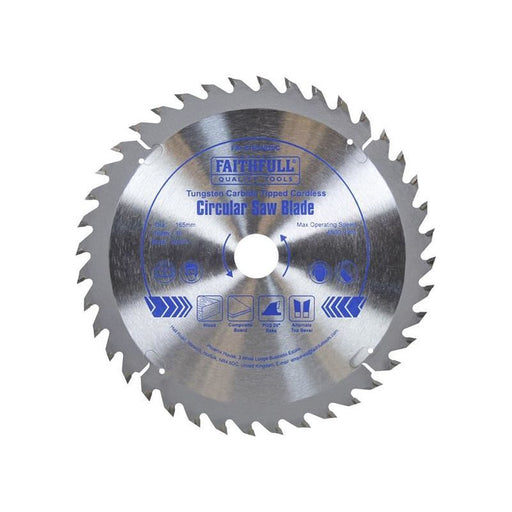 Faithfull TCT Cordless Trimsaw Blade 165 x 20mm x 40T POS Faithfull - RockBottom Northampton