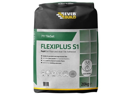 Everbuild Sika 711 TileSet Flexiplus Tile Adhesive White 20kg Everbuild Sika - RockBottom Northamptin