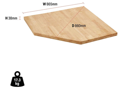 Draper BUNKER Modular Hardwood Worktop for Corner Cabinet, 865mm 33210 Draper - Town Tools 