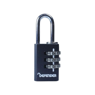 Defender Black Die-Cast Combination Padlock 20mm DEFENDER - RockBottom Northampton