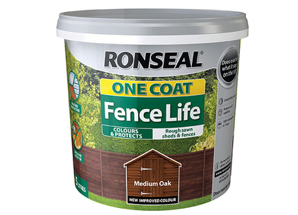 Ronseal 5L One Coat Fence Medium Oak
