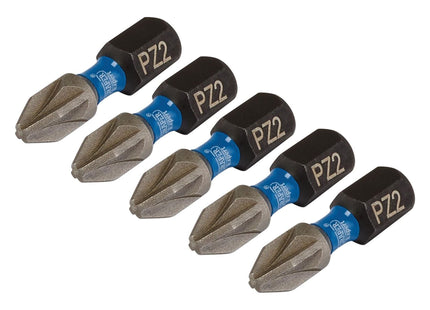Draper Expert PZ-Type Impact Screwdriver Bits, No.2 x 25mm, 1/4" Hex (Pack of 5) Draper - Town Tools 